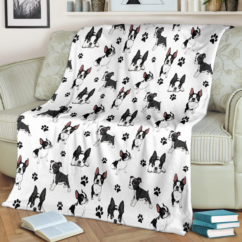 Boston Terrier Paw Blanket