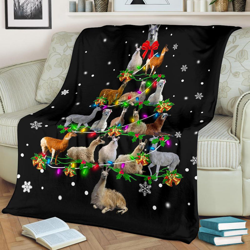 Llama Christmas Tree Blanket