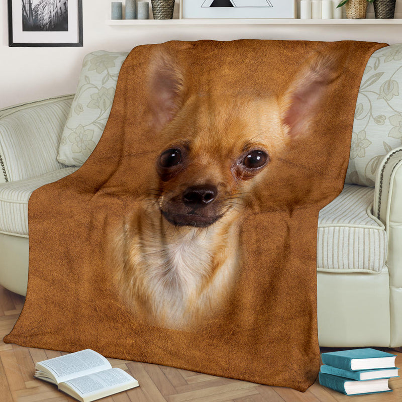 Chihuahua 2 Face Hair Blanket