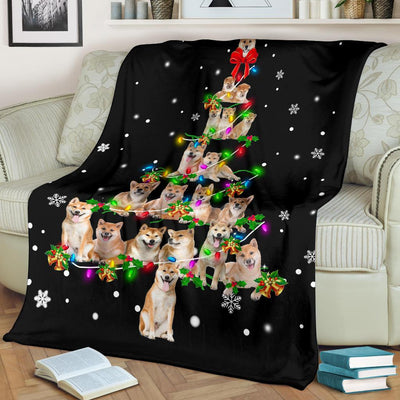 Shiba Inu Christmas Tree Blanket