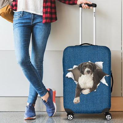 Spanish Water Dog Torn Paper Luggage Covers