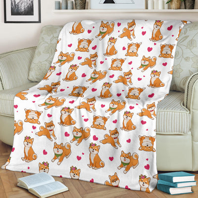 Shiba Inu Heart Blanket