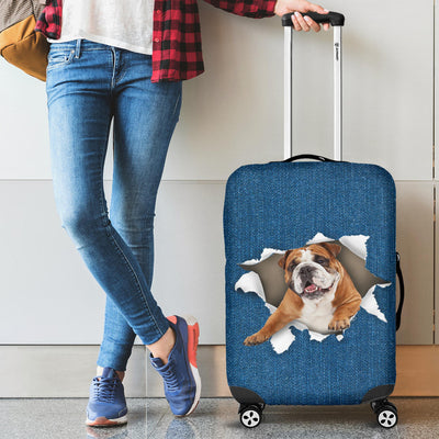 English Bulldog Torn Paper Luggage Covers