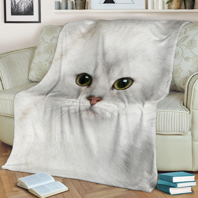 White Cat Face Hair Blanket