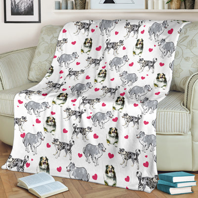 Blue Merle Collie Heart Blanket