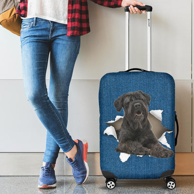 Black Russian Terrier Torn Paper Luggage Covers