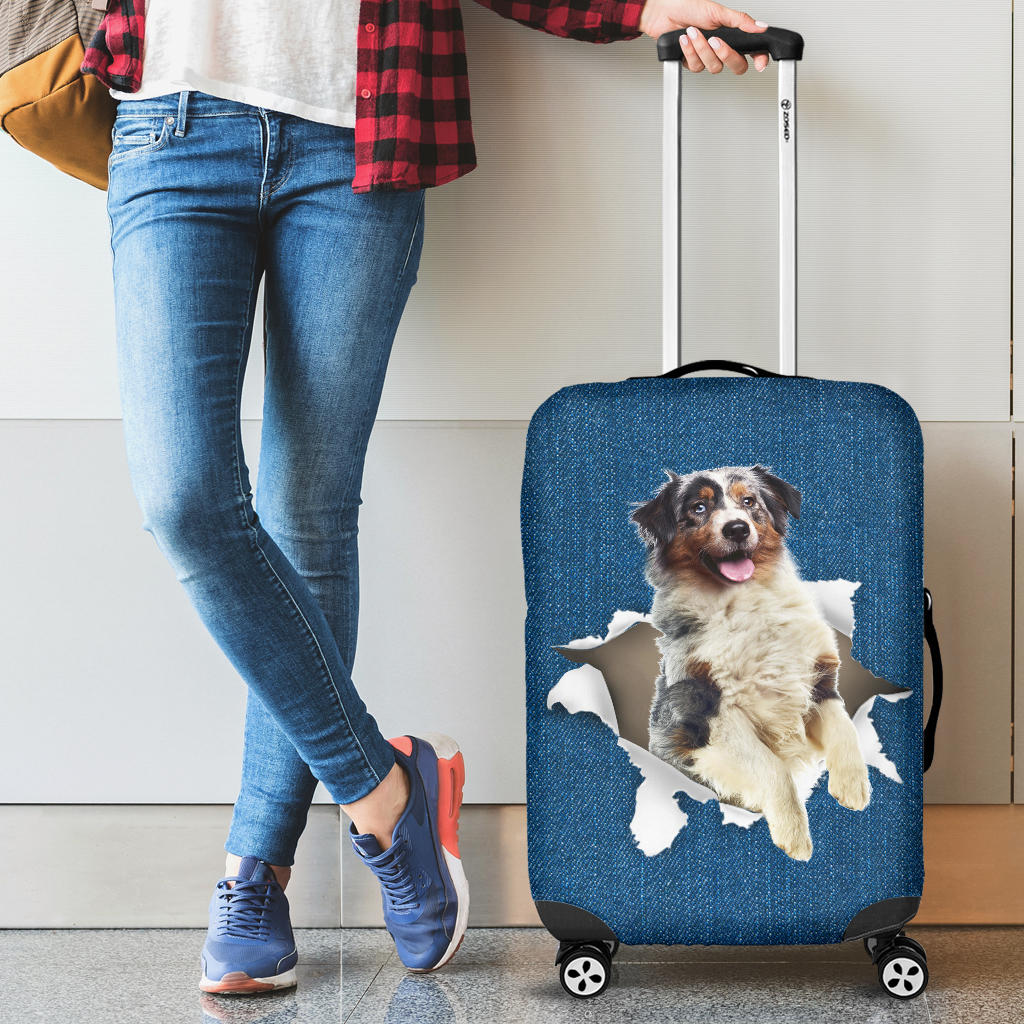 Australian Shepherd Torn Paper Luggage Covers