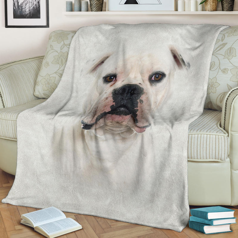 American Bulldog Face Hair Blanket