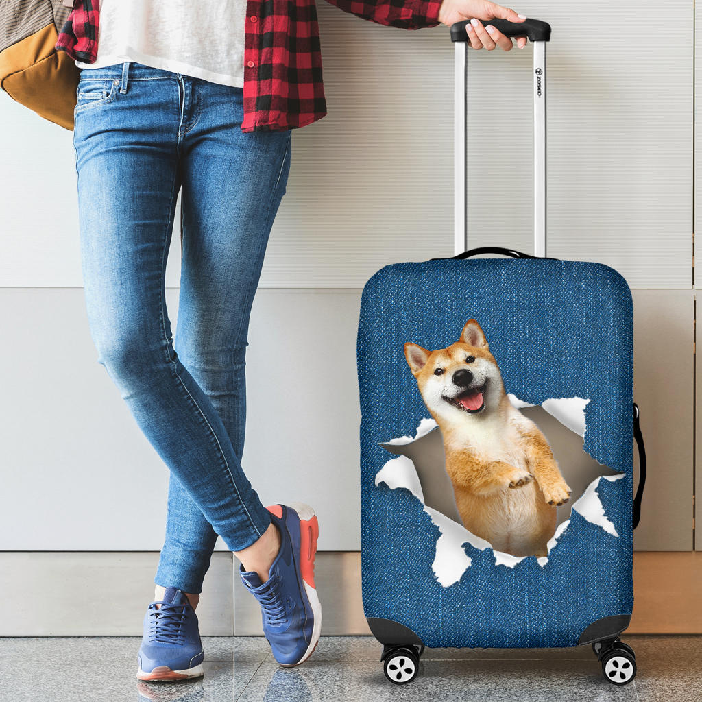 Shiba Inu Torn Paper Luggage Covers