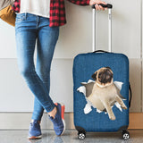 Pug Torn Paper Luggage Covers