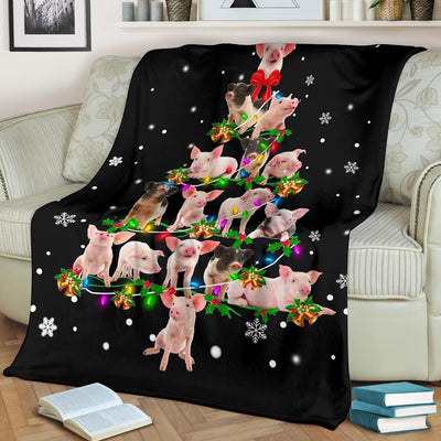 Pig Christmas Tree Blanket