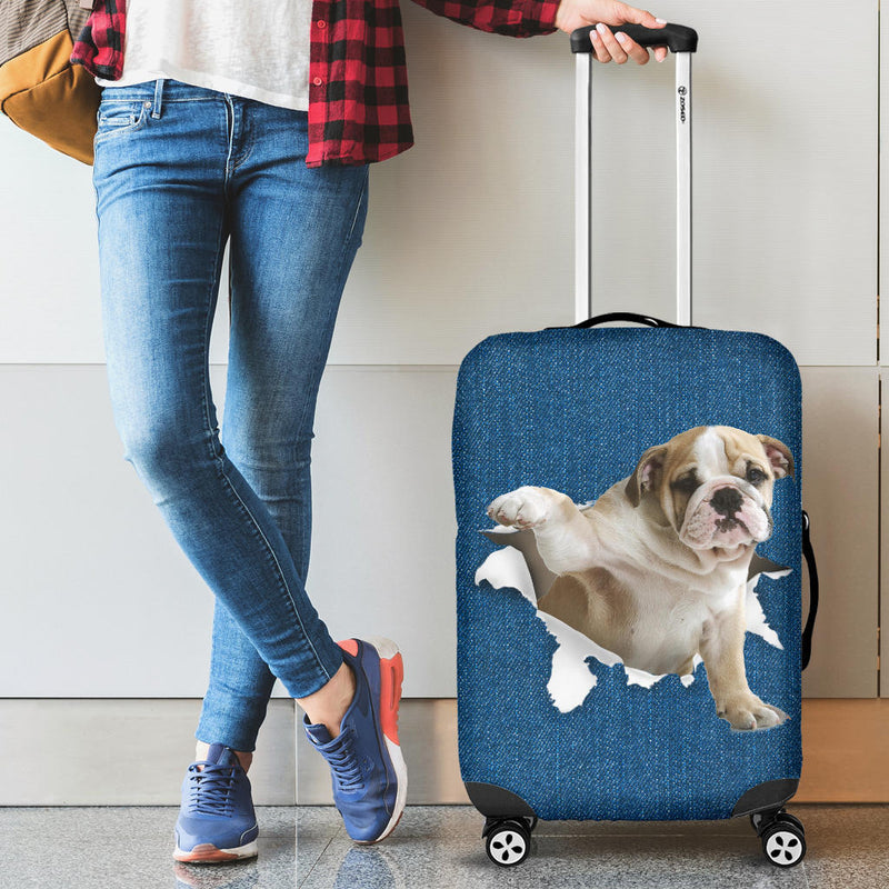 English Bulldog Torn Paper Luggage Covers