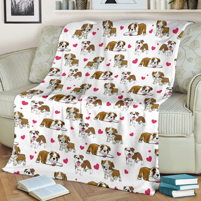 English Bulldog Heart Blanket