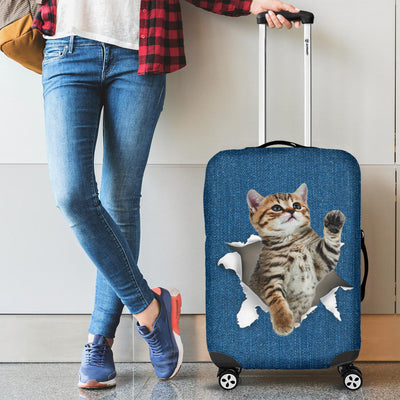 Cat Torn Paper Luggage Covers