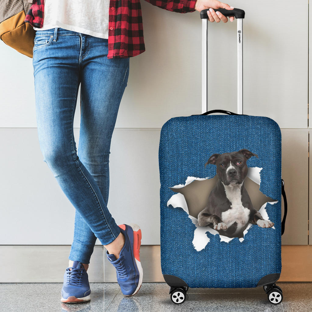 American Pit Bull Terrier Torn Paper Luggage Covers