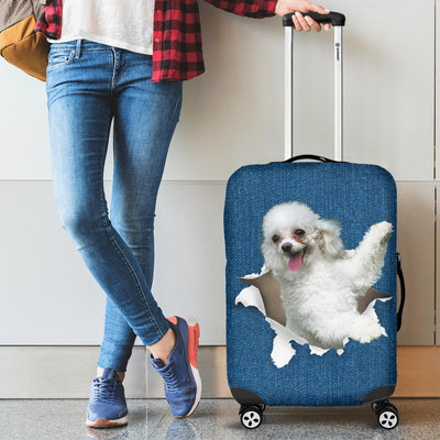 Poodle Torn Paper Luggage Covers