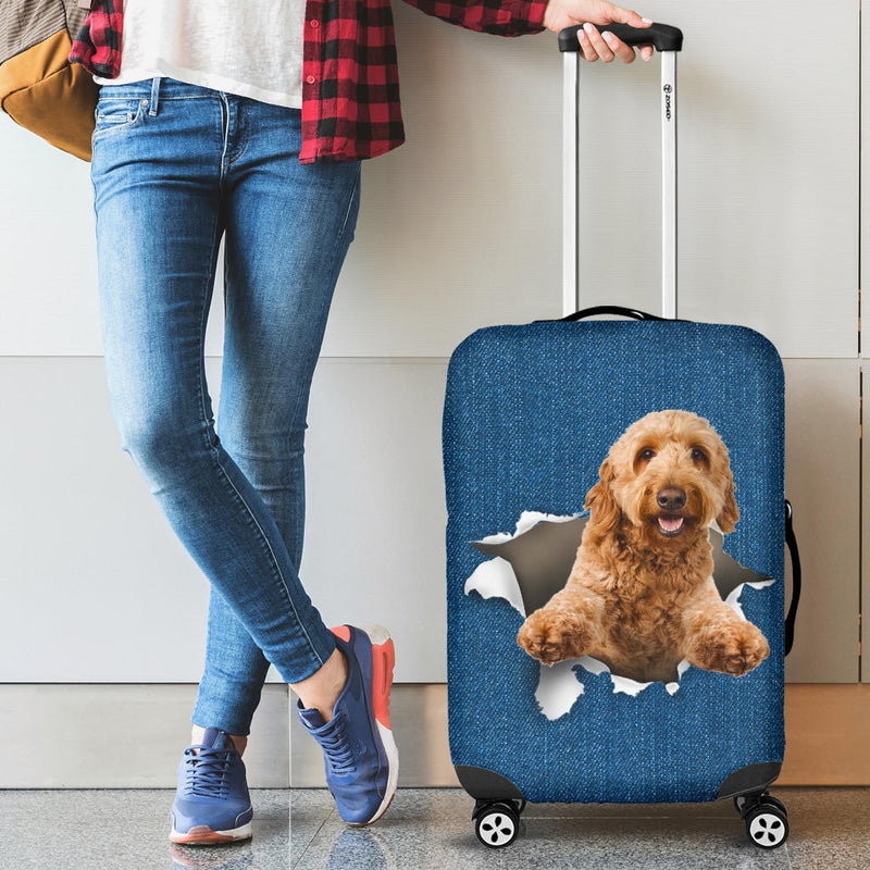 Goldendoodle Torn Paper Luggage Covers