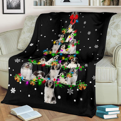Polish Lowland Sheepdog Christmas Tree Blanket