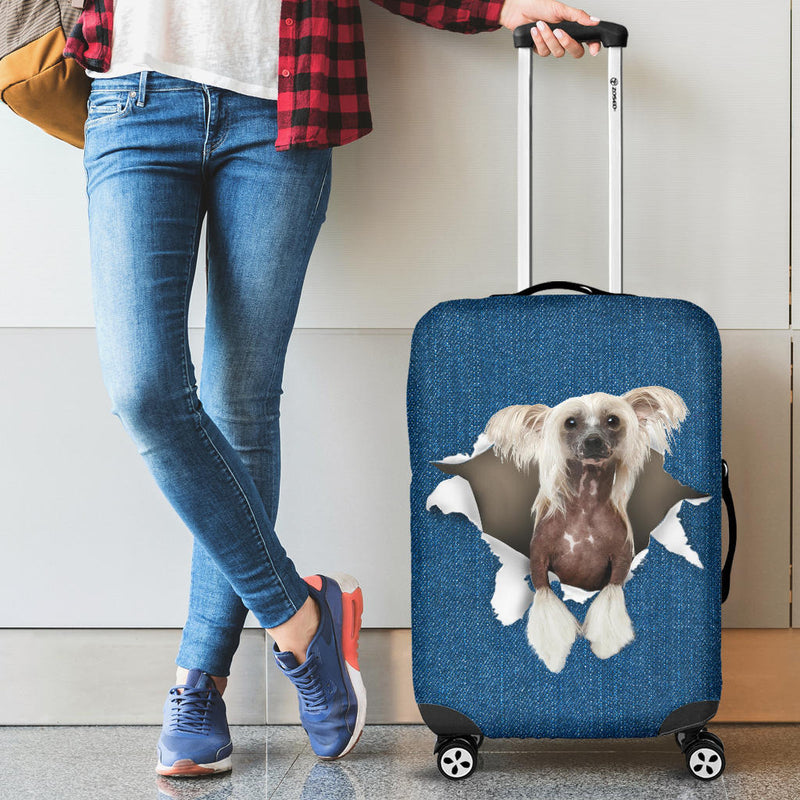 Chinese Crested Dog Torn Paper Luggage Covers