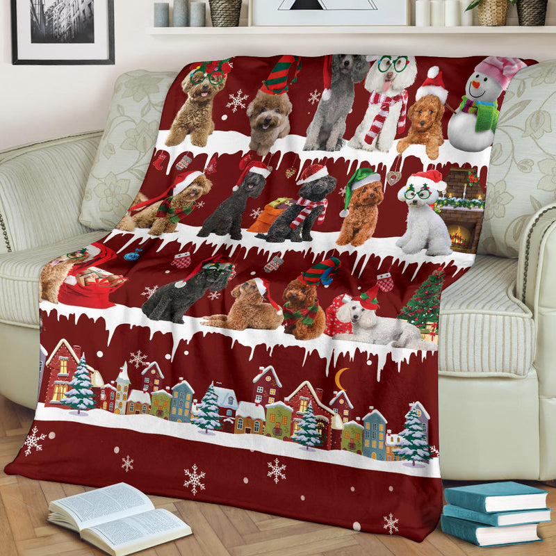 Poodle Snow Christmas Blanket