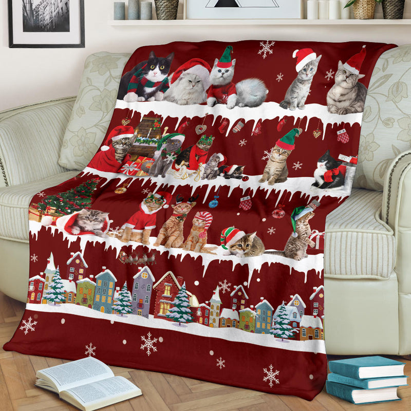 Cat Snow Christmas Blanket