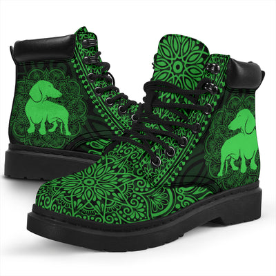 Dachshund Mandala Green All-Season Boots