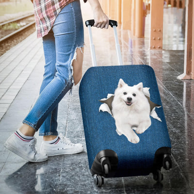American Eskimo Dog Torn Paper Luggage Covers
