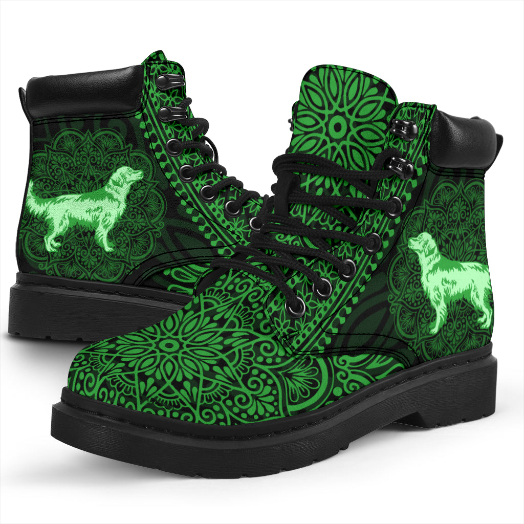 Golden Retriever Mandala Green All-Season Boots