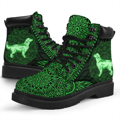 Golden Retriever Mandala Green All-Season Boots
