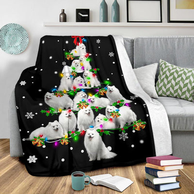 Japanese Spitz Christmas Tree Blanket