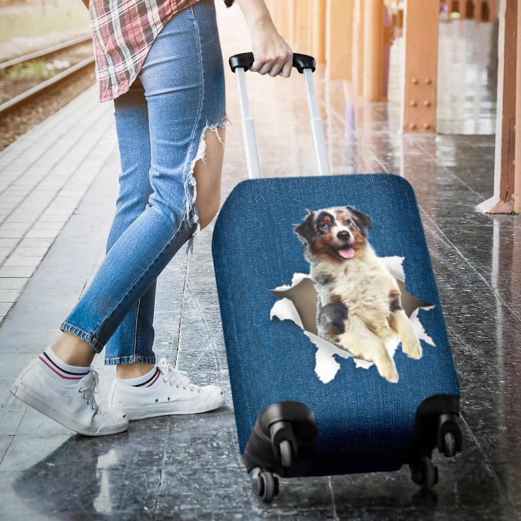 Australian Shepherd Torn Paper Luggage Covers