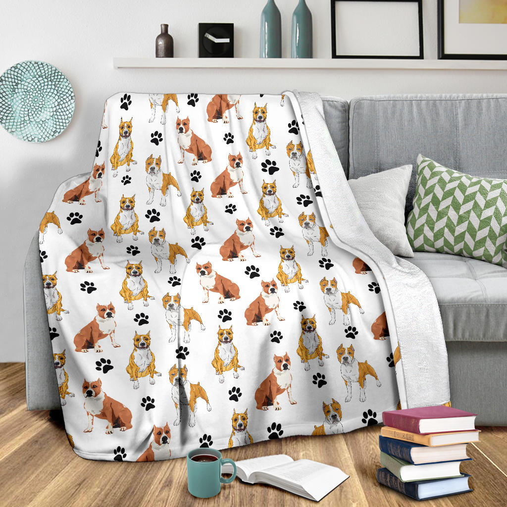 American Pit Bull Terrier Paw Blanket