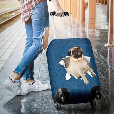 Pug Torn Paper Luggage Covers