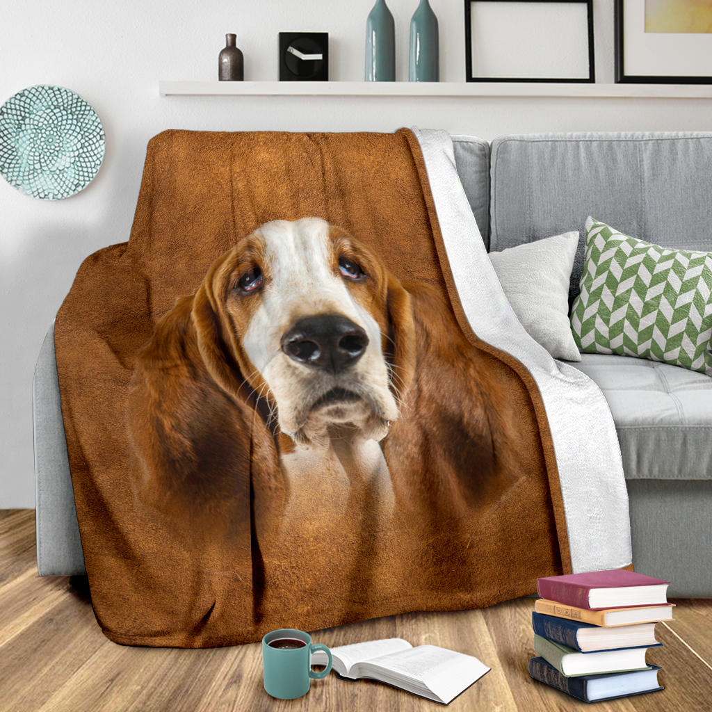 Basset Hound Face Hair Blanket