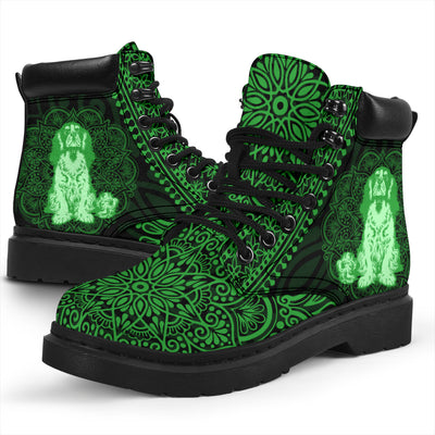 Cavalier King Charles Spaniel Mandala Green All-Season Boots