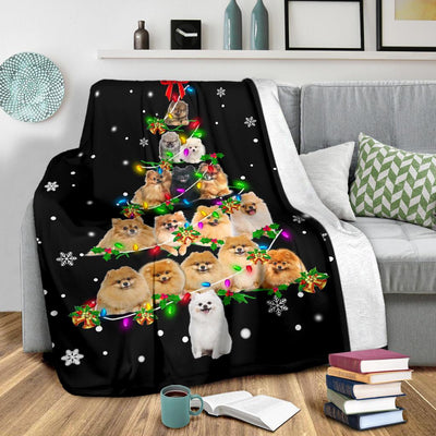 Pomeranian Christmas Tree Blanket