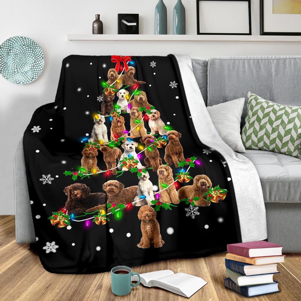 Labradoodle Christmas Tree Blanket