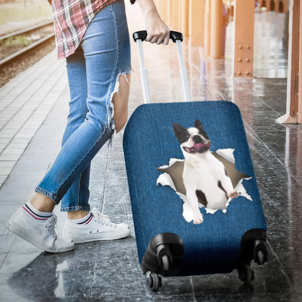 Boston Terrier Torn Paper Luggage Covers
