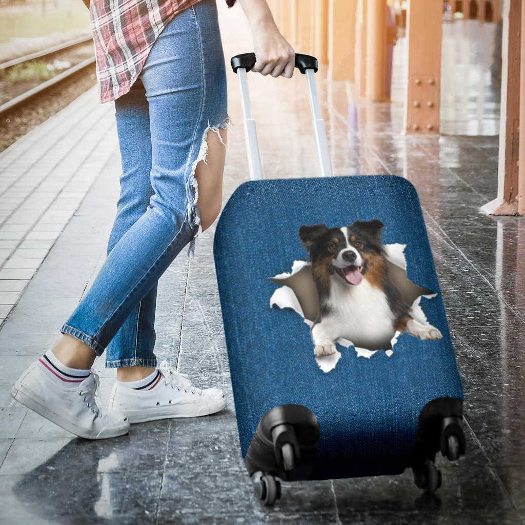 Australian Shepherd Torn Paper Luggage Covers