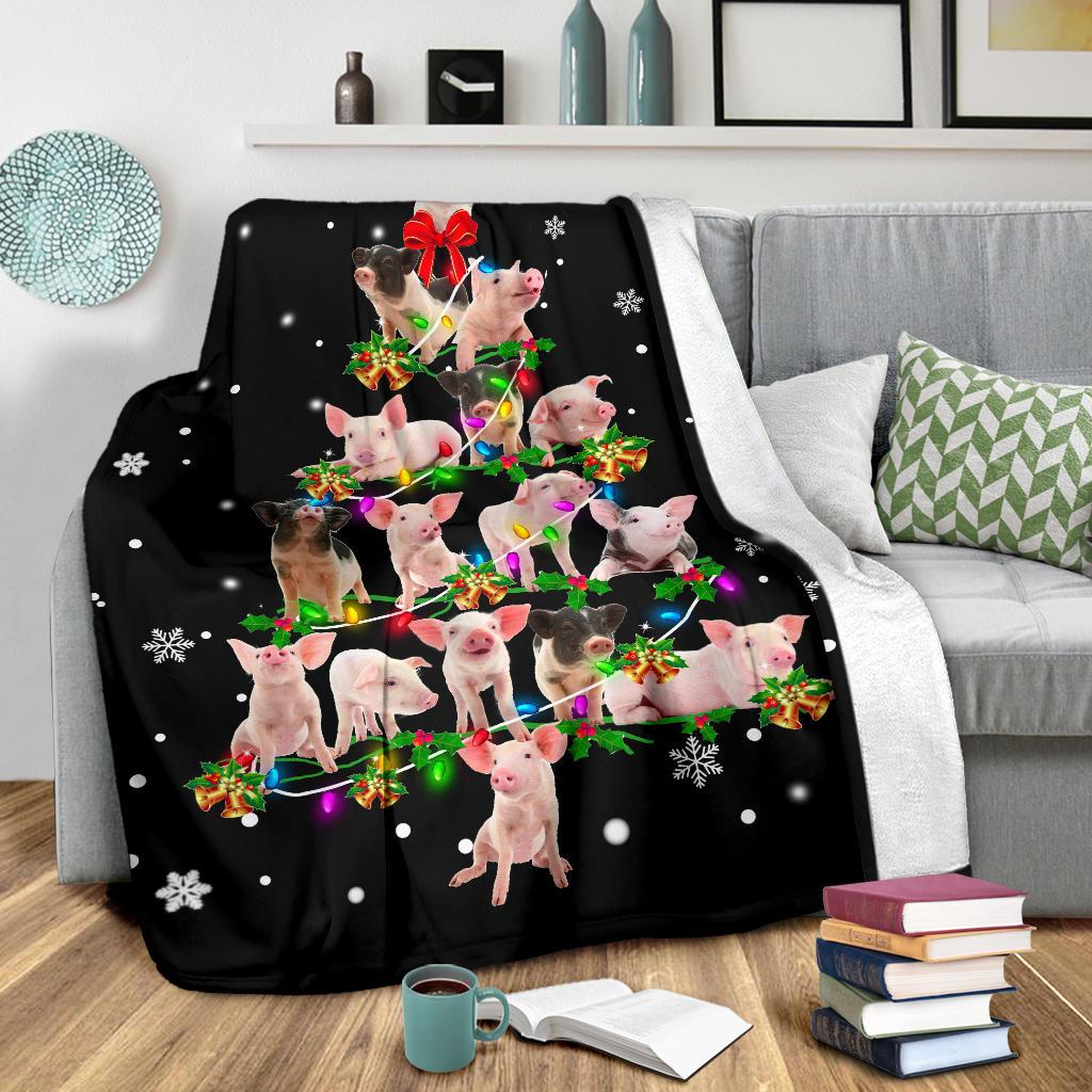 Pig Christmas Tree Blanket