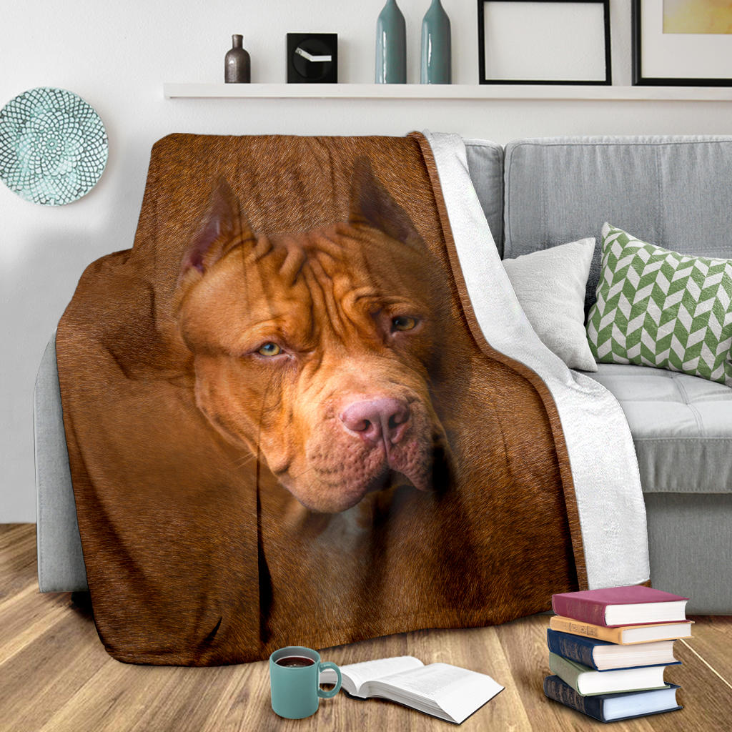 American Pit Bull Terrier Face Hair Blanket