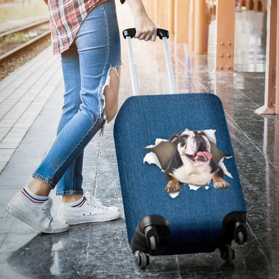 English Bulldog Torn Paper Luggage Covers