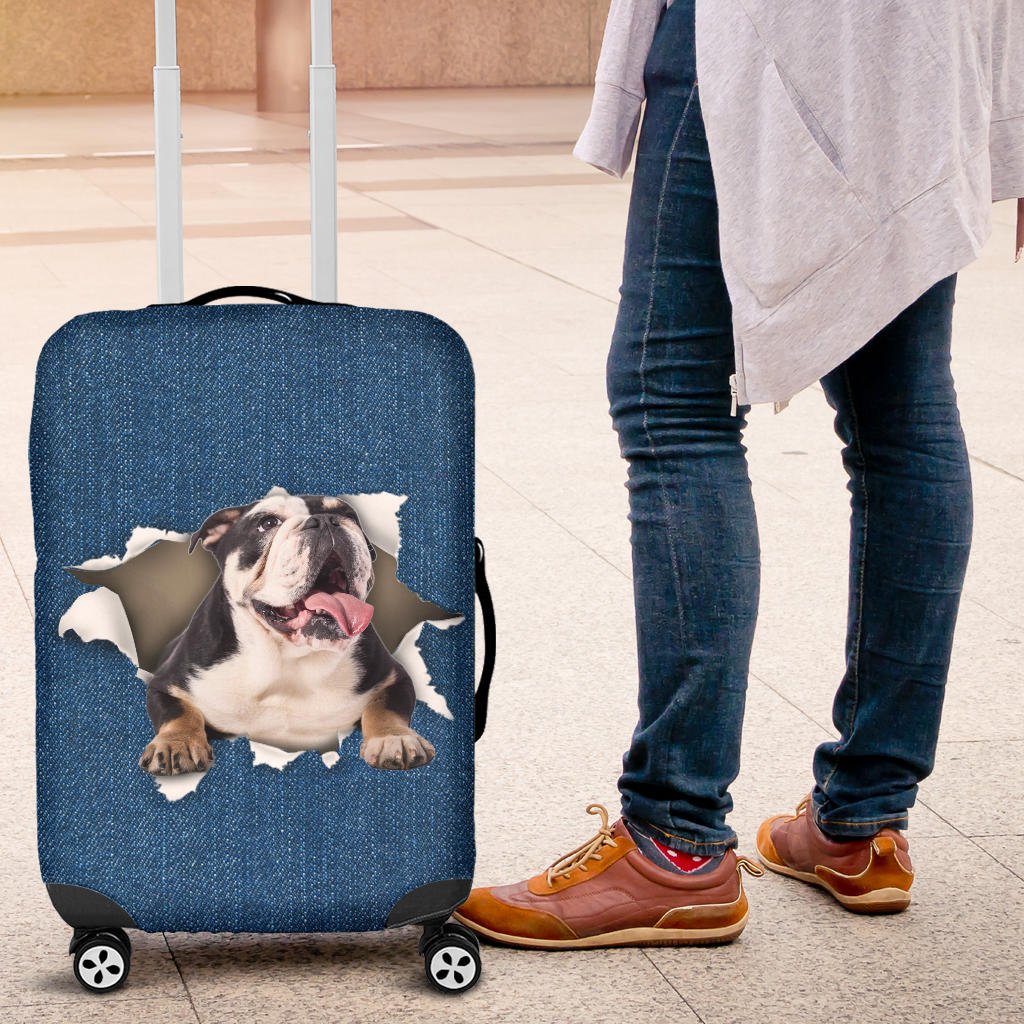 English Bulldog Torn Paper Luggage Covers