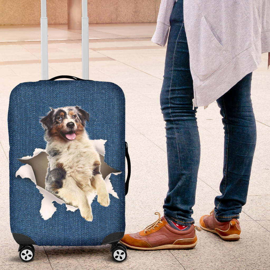 Australian Shepherd Torn Paper Luggage Covers