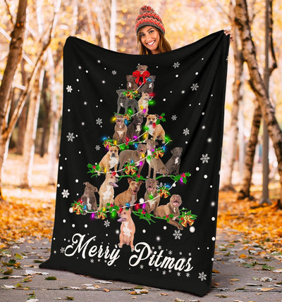Pitbull Christmas Tree Blanket