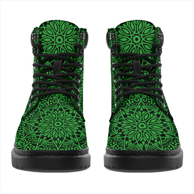 German Shepherd Mandala Green All-Season Boots