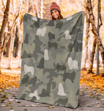 Bearded Collie Camo Blanket