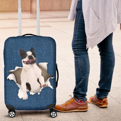 Boston Terrier Torn Paper Luggage Covers