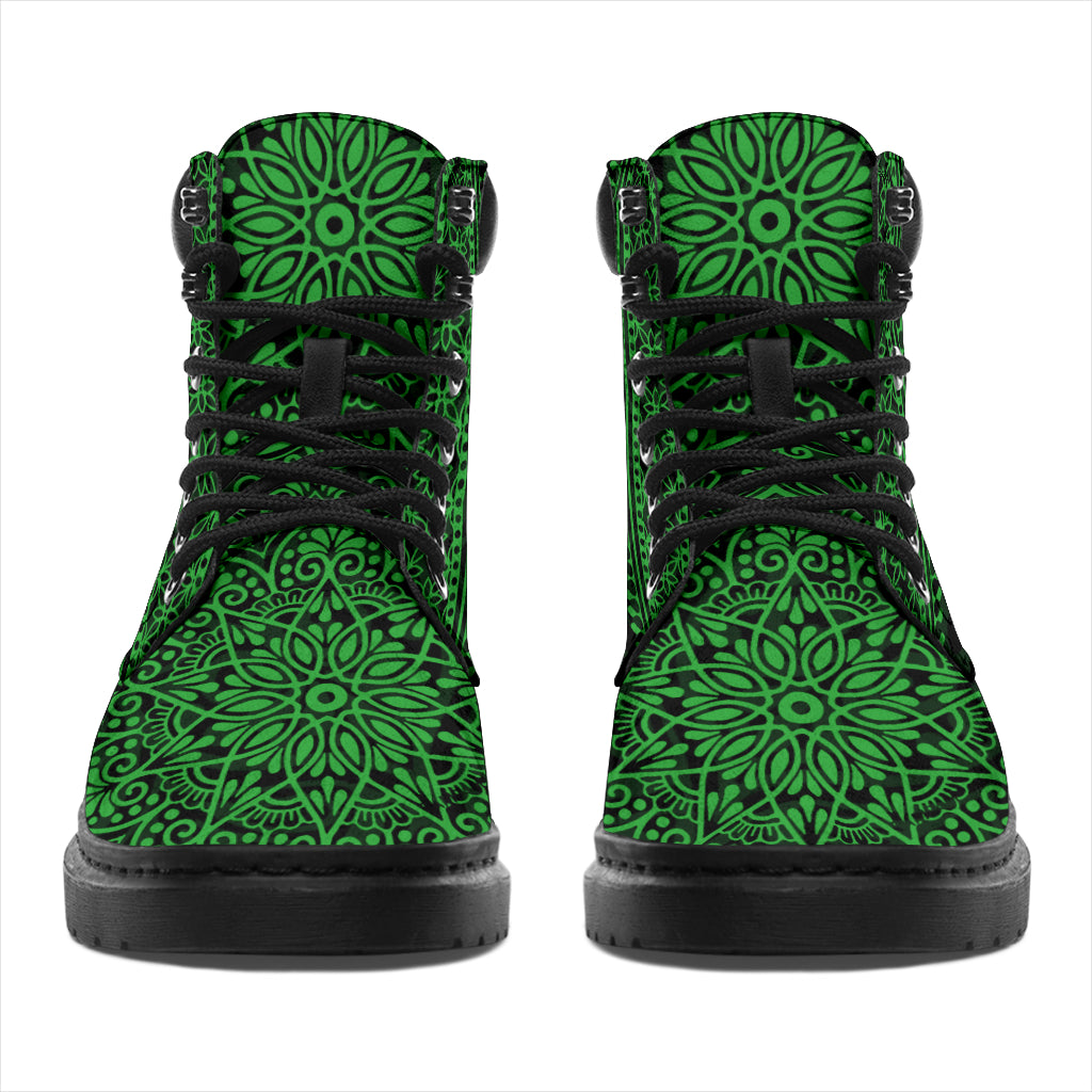 Golden Retriever Mandala Green All-Season Boots