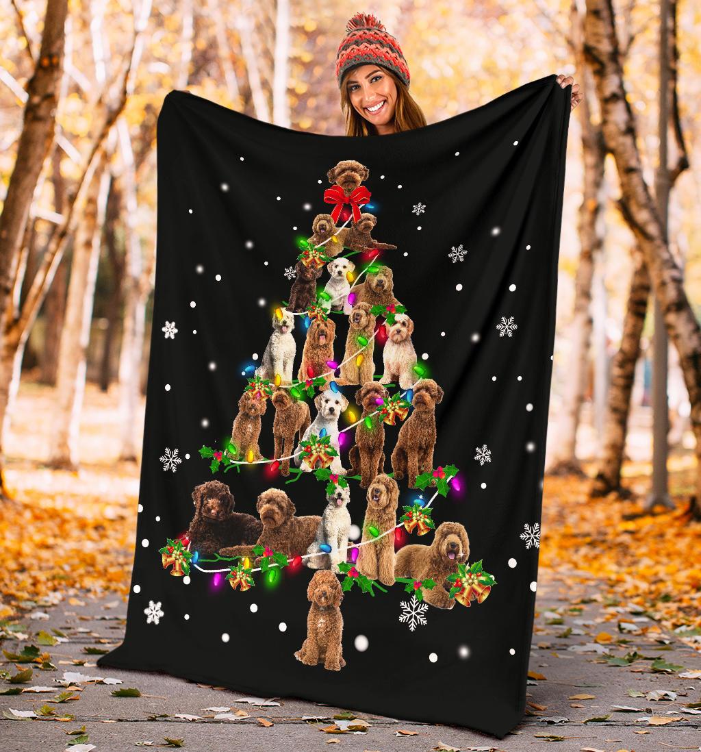 Labradoodle Christmas Tree Blanket